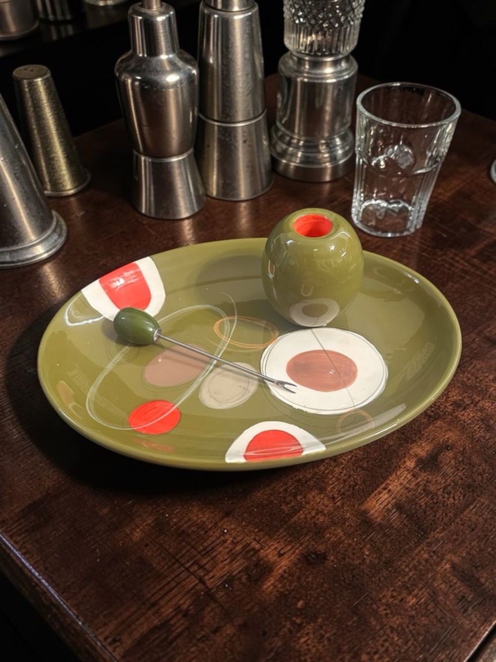 Clay Art Martini Olive Appetizer Tray With Olive Fork Restaurant, Bar, Drinks